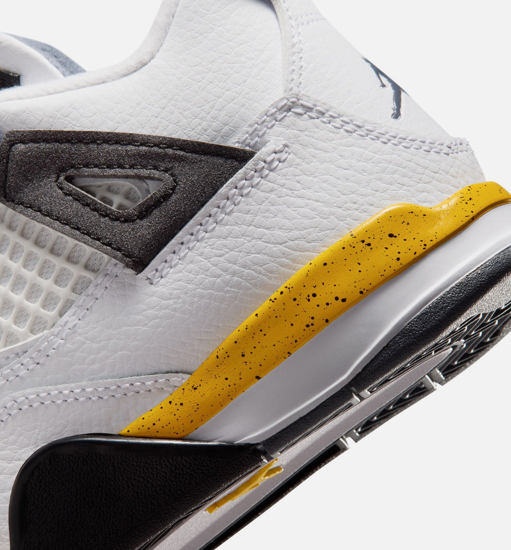 Air Jordan 4 Retro Rare Air Tour Yellow 学前儿童生活方式运动鞋 - 白色/深蓝灰/黑色/巡回黄