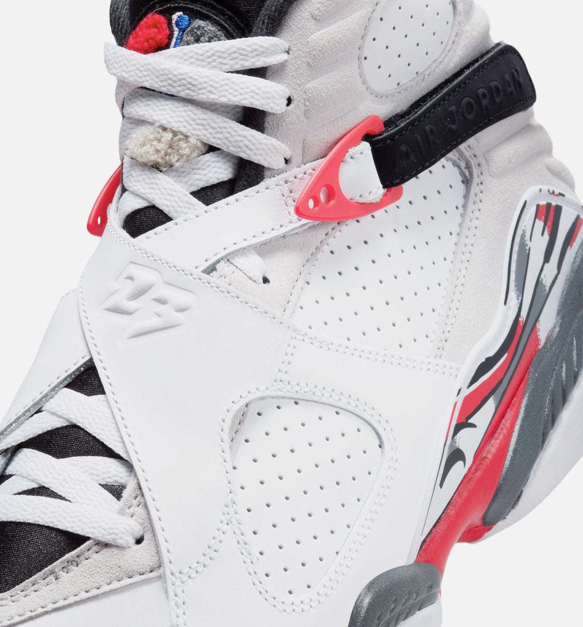 Air Jordan 8 Retro White And True Red 男款生活方式运动鞋 - 白色/黑色/纯红