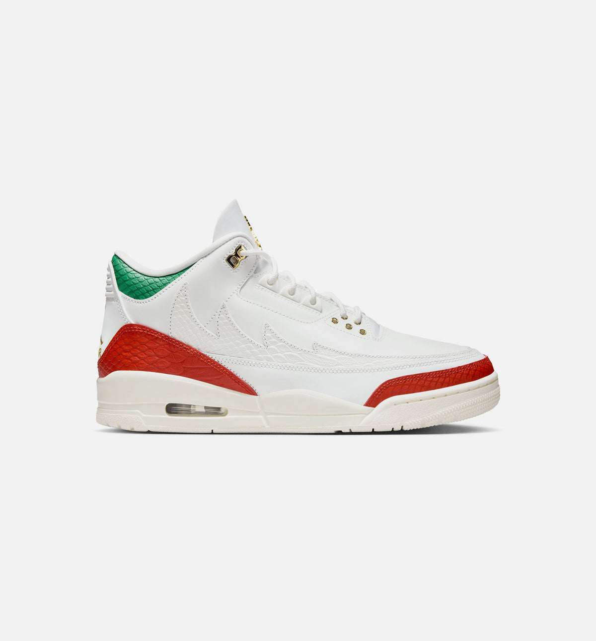 Air Jordan 3 Retro El Vuelo - 男款生活方式运动鞋（峰白/松林绿/龙红/金属金）