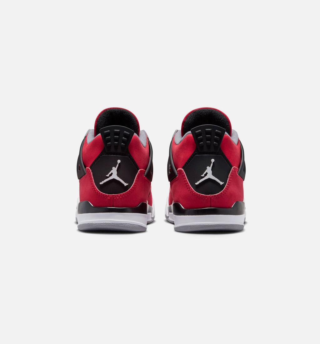 Air Jordan 4 Retro Toro Bravo 学前儿童生活方式运动鞋 - 火焰红/白色/黑色/水泥灰