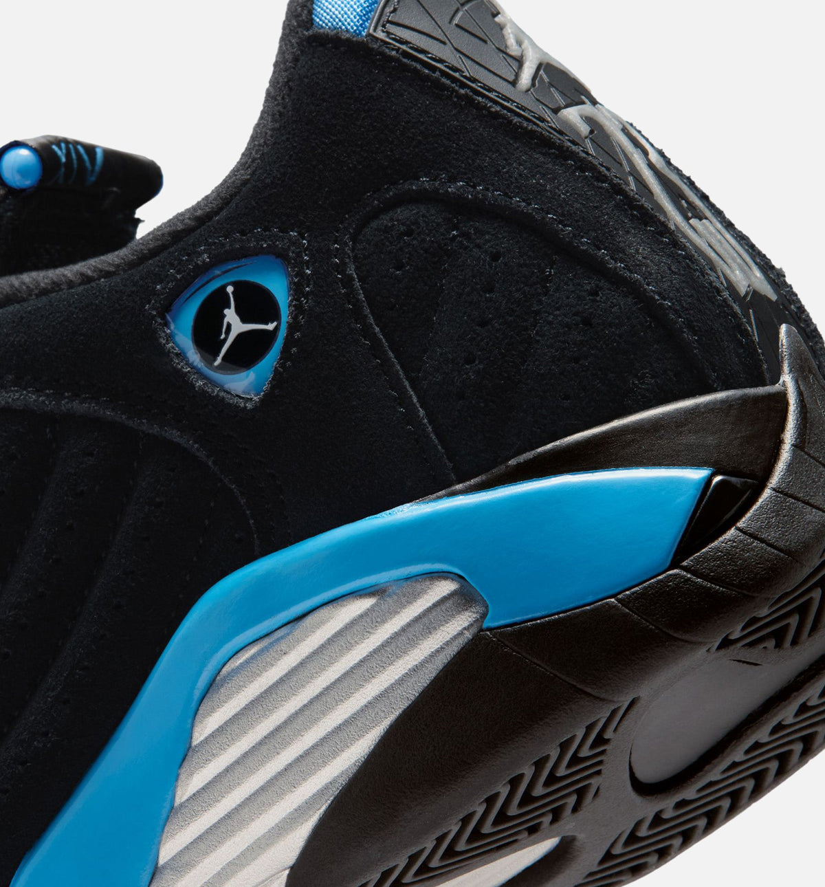 Air Jordan 14 Retro Black University Blue 大童生活方式运动鞋 - 黑色/白色/学院蓝