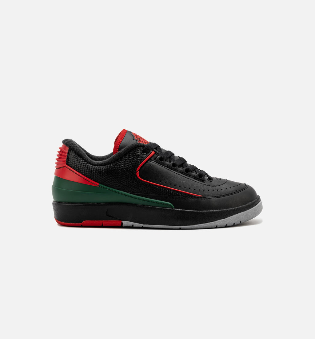 Air Jordan 2 Retro Low Christmas - 青少年生活方式运动鞋（黑/火焰红/水泥灰）