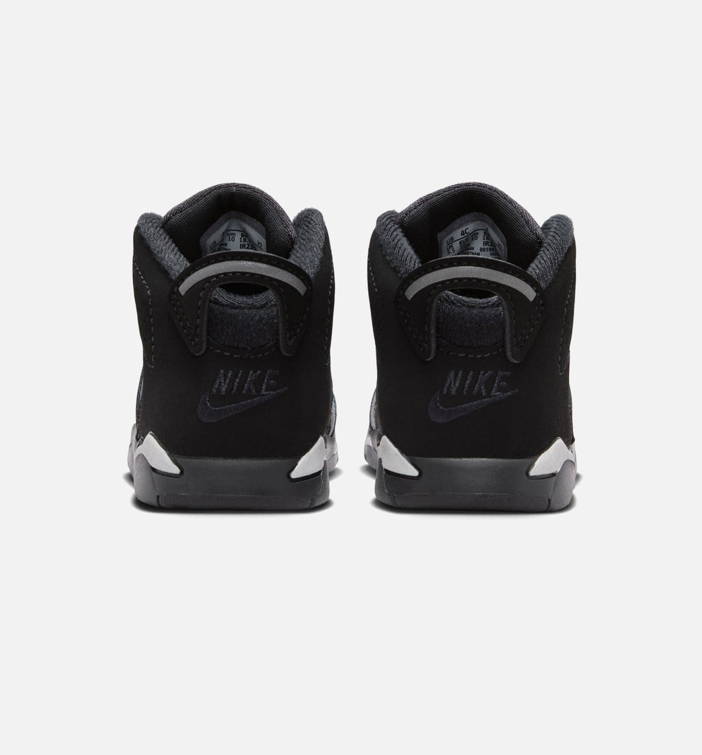 Air Jordan 6 Cap & Gown 婴幼儿生活方式运动鞋 - 黑色/反光银/黑色