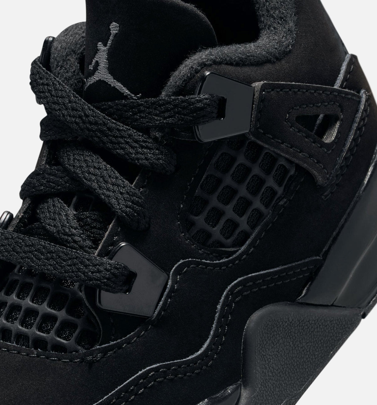 Air Jordan 4 Retro Black Cat 婴幼儿生活方式运动鞋 - 黑色/深黑/浅石墨灰