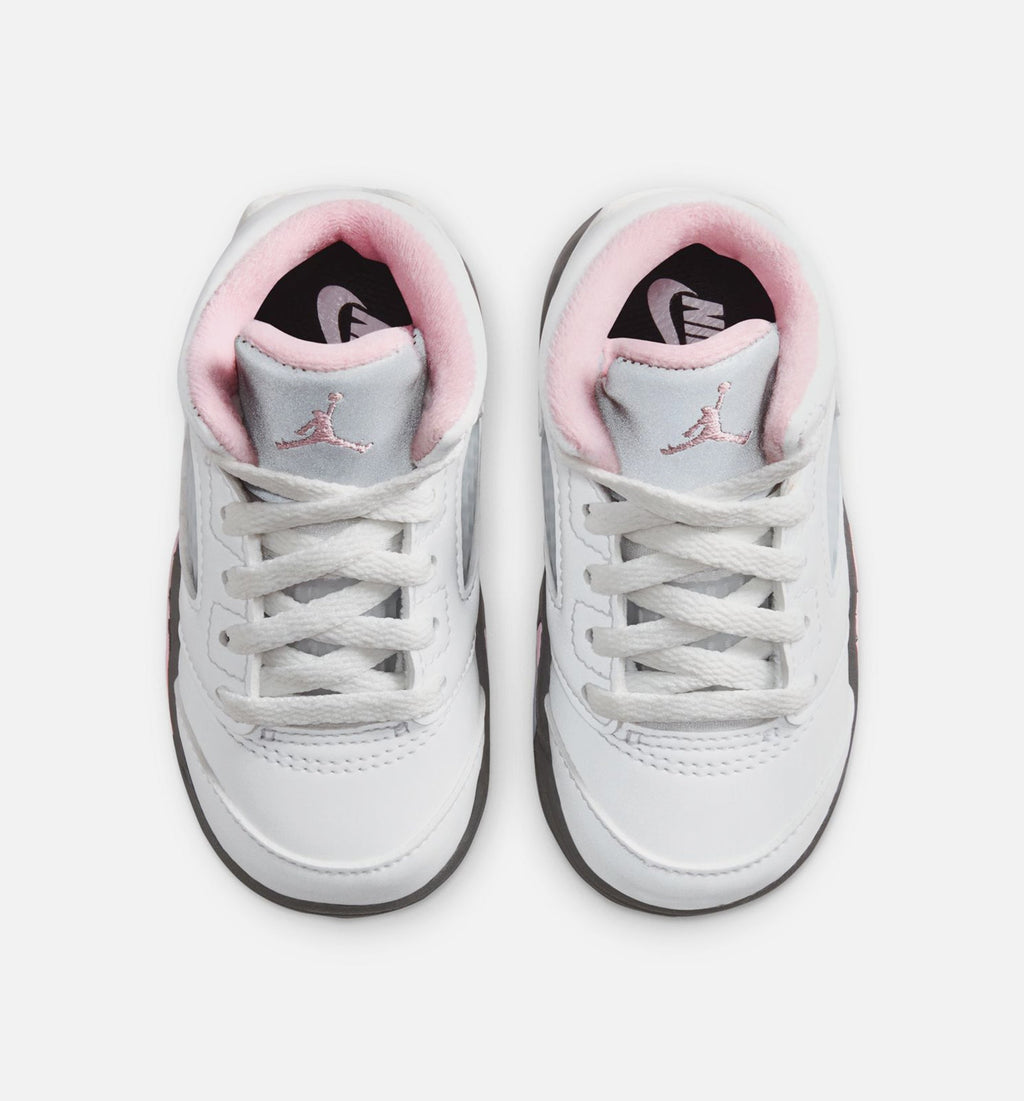 Air Jordan 5 Retro Medium Soft Pink 婴幼儿生活方式运动鞋 - 白色/黑色/柔粉