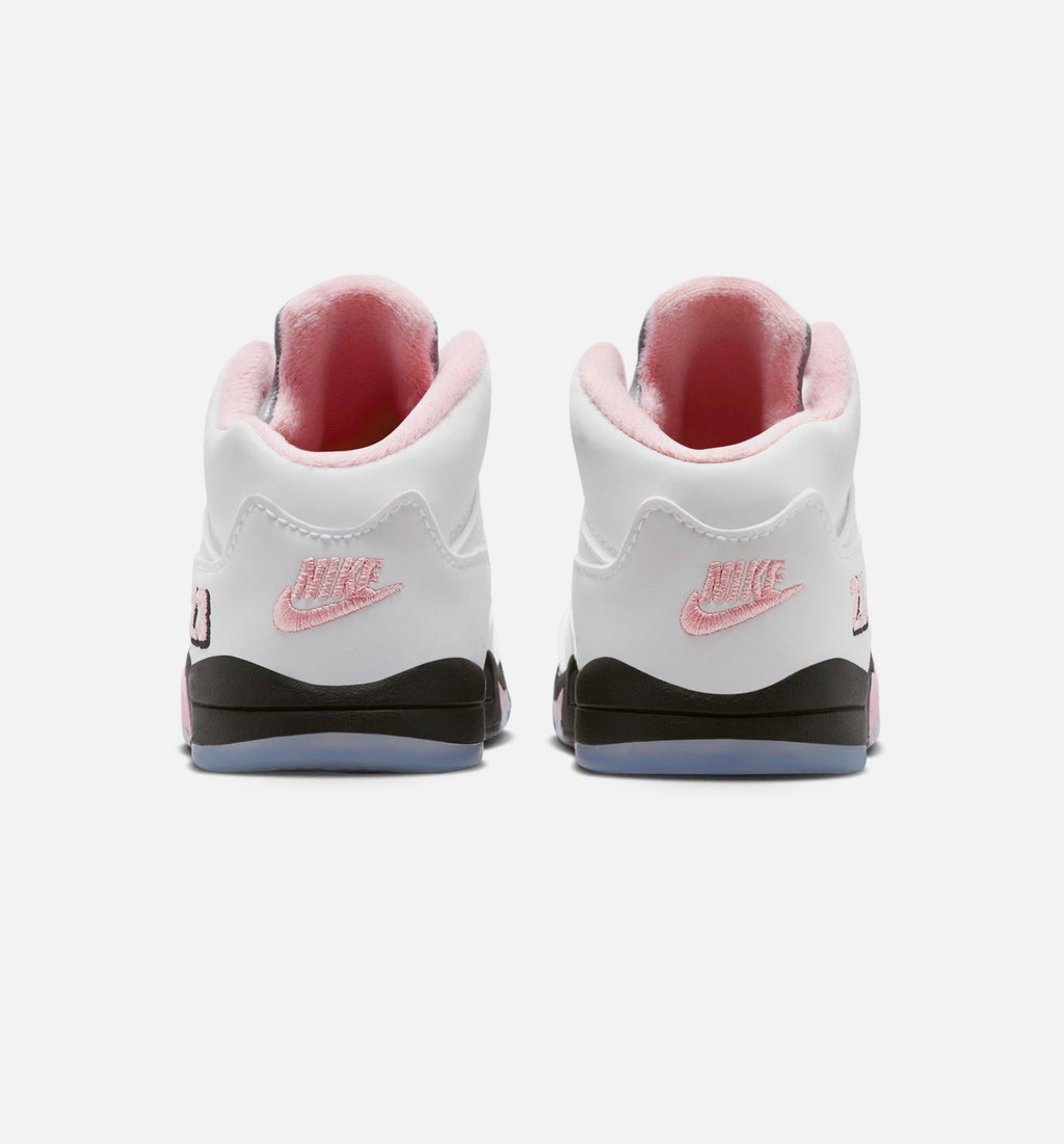 Air Jordan 5 Retro Medium Soft Pink 婴幼儿生活方式运动鞋 - 白色/黑色/柔粉