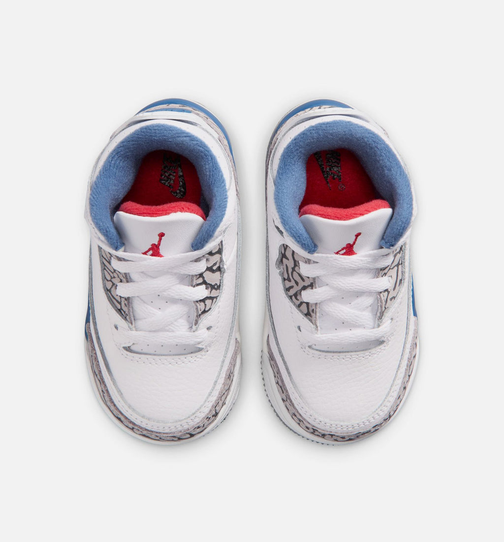 Air Jordan 3 Retro OG True Blue - 婴幼儿生活方式运动鞋（白/火焰红/真蓝）