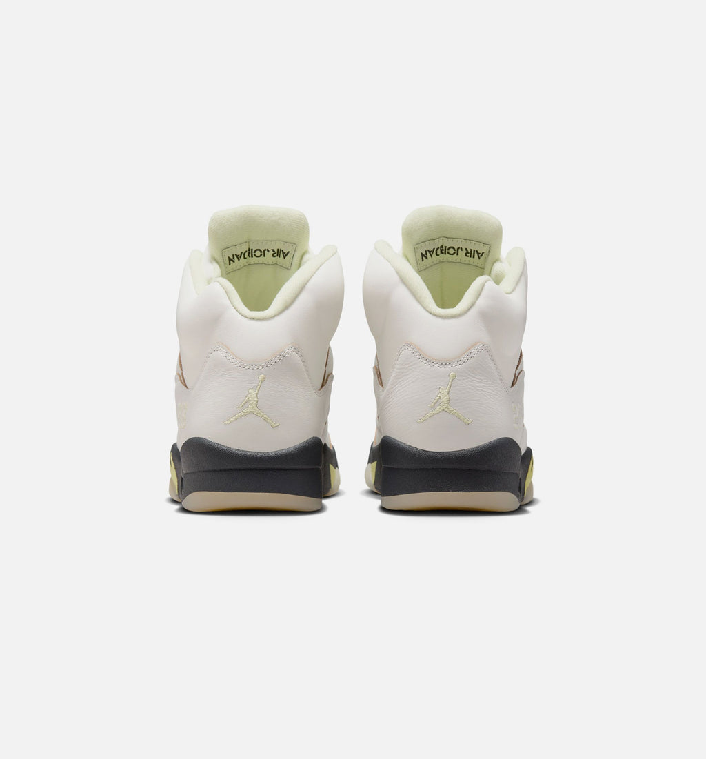 Air Jordan 5 Retro Luminous Green and Sail - 女款生活方式运动鞋（帆布白/荧光绿/深灰）