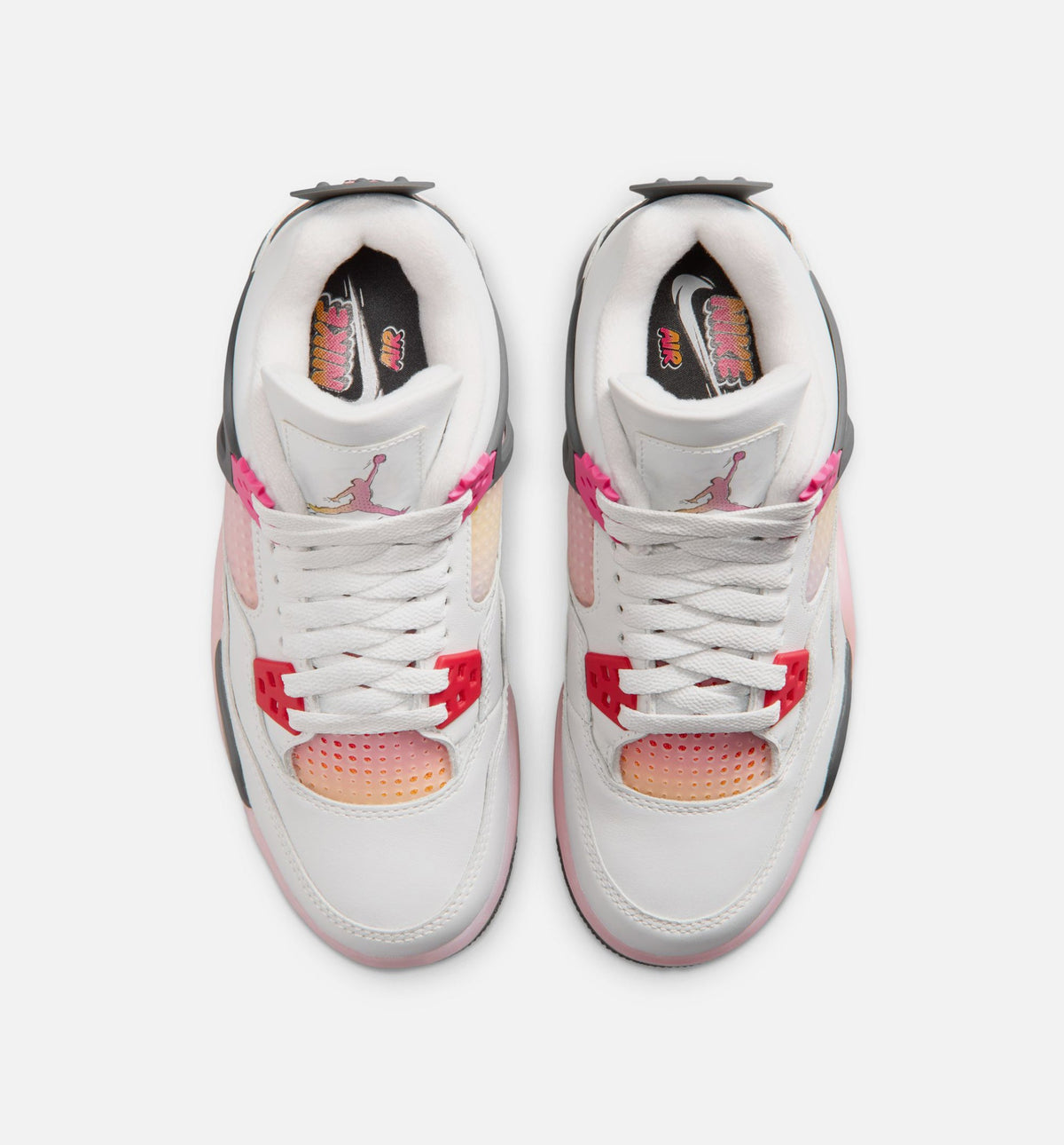 Air Jordan 4 Retro Comic 小学生生活方式运动鞋 - 脱白/火焰粉/深灰