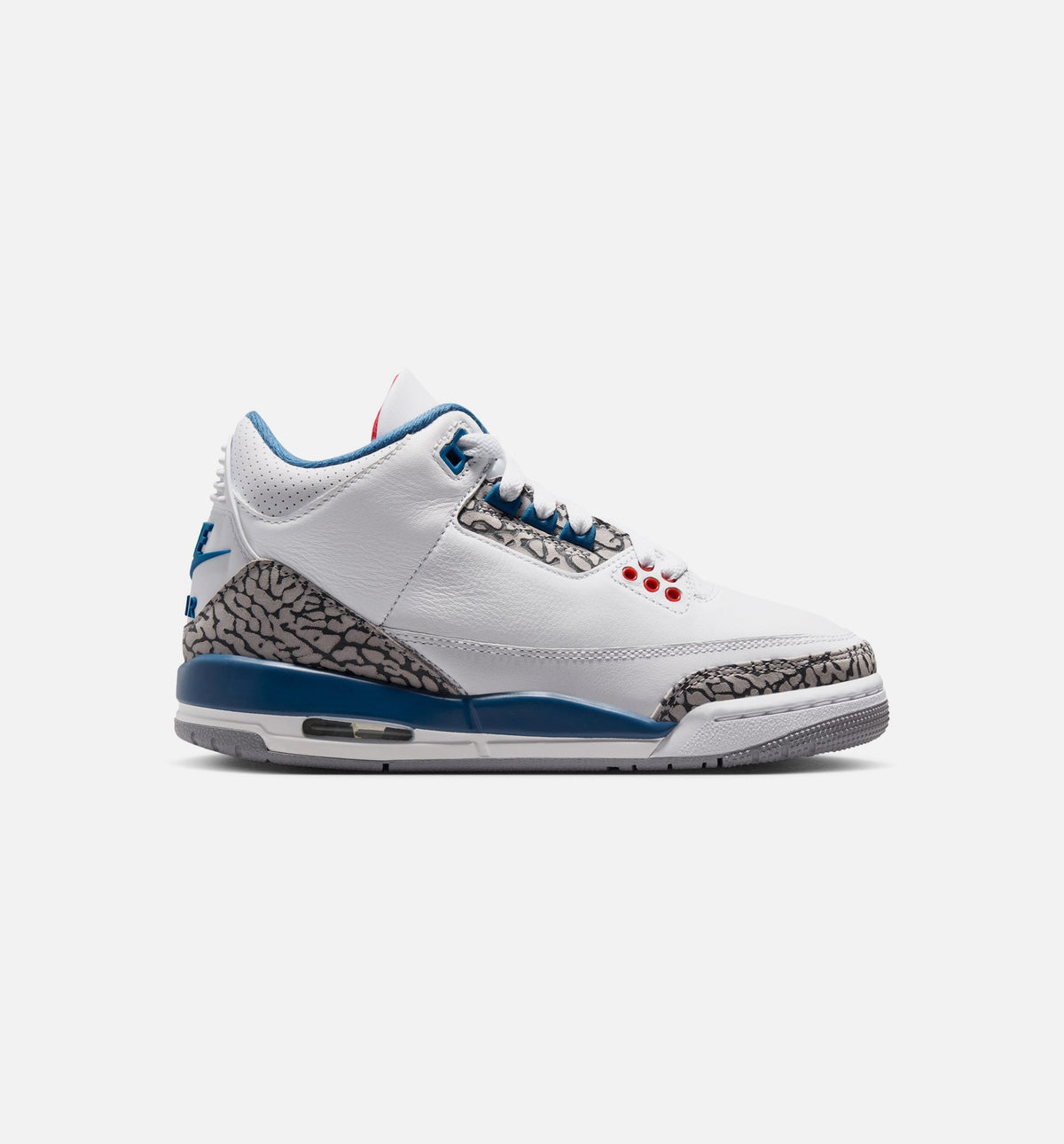 Air Jordan 3 Retro OG True Blue - 青少年生活方式运动鞋（白/火焰红/真蓝）