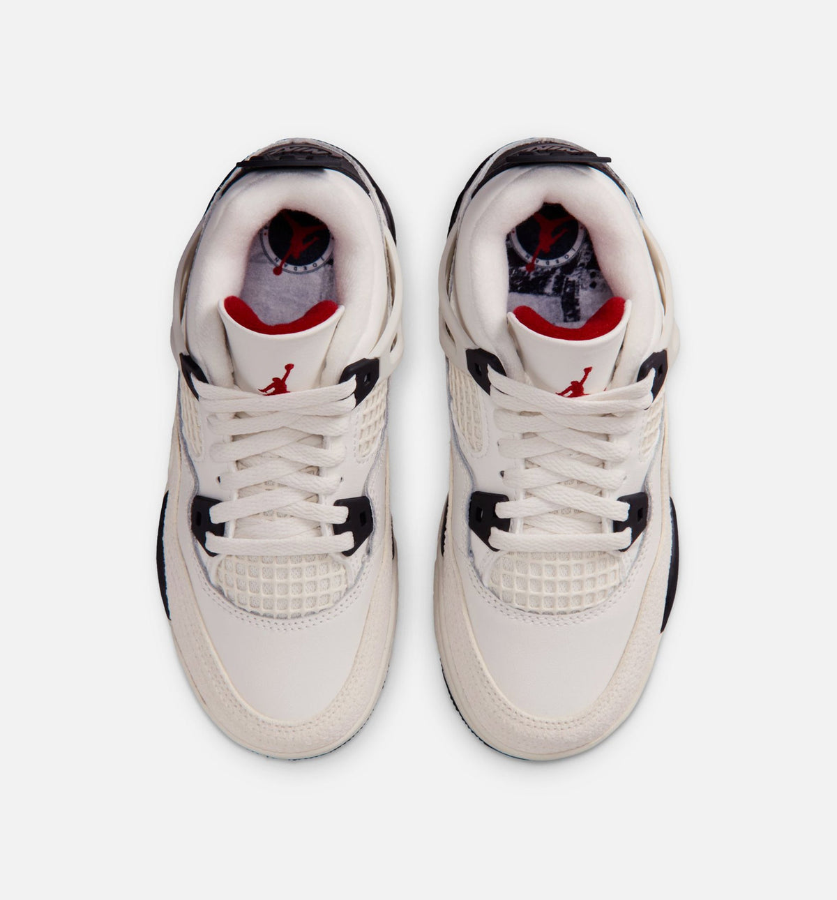 Air Jordan 4 Retro Flight Club 学前儿童生活方式运动鞋 - 帆布白/黑色/大学红