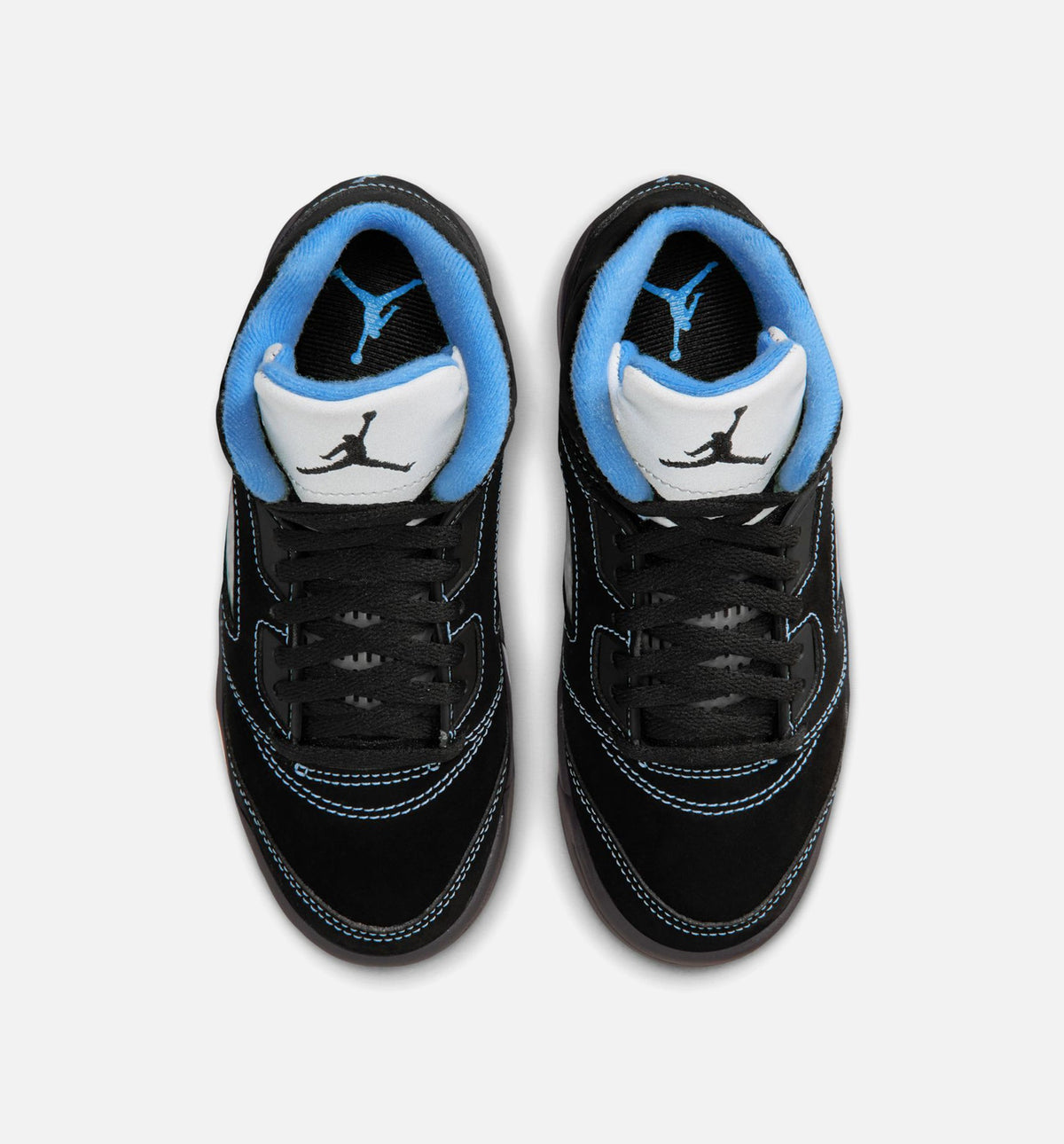 Air Jordan 5 Retro Black Carolina 学前儿童生活方式运动鞋 - 黑色/大学蓝/白色