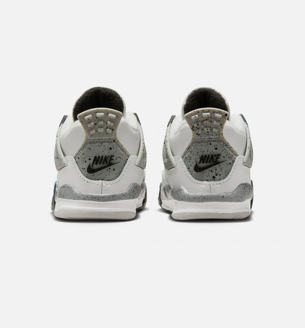 Air Jordan 4 Retro White Cement 婴幼儿生活方式运动鞋 - 峰白/火焰红/水泥灰/黑色