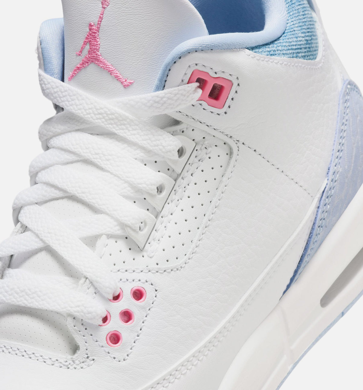 Air Jordan 3 Retro Cobalt Bliss - 青少年生活方式运动鞋（白/鈕蓝/足球灰/粉红发光）