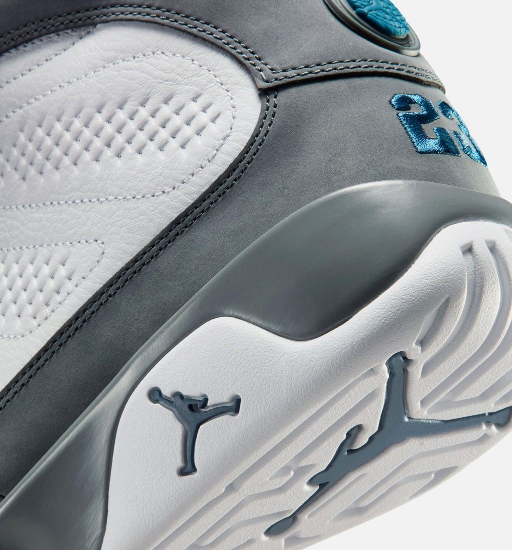 Air Jordan 9 Retro Flint Grey And French Blue 男款生活方式运动鞋 - 白色/法式蓝/熧石灰
