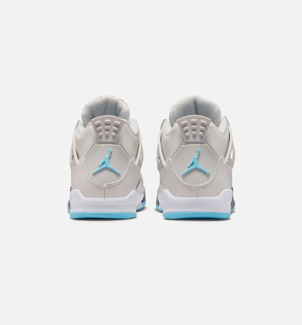 Air Jordan 4 Retro Blue Chill 学前儿童生活方式运动鞋 - 光子灰/冰蓝/铁灰/白色/蓝色淡