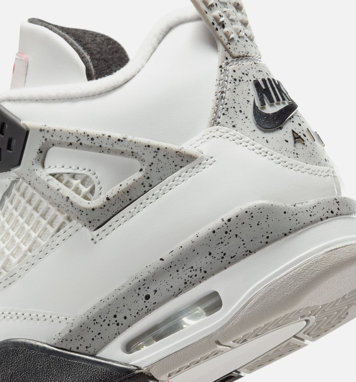 Air Jordan 4 Retro White Cement 小学生生活方式运动鞋 - 峰峰白/火焰红/水泥灰/黑色