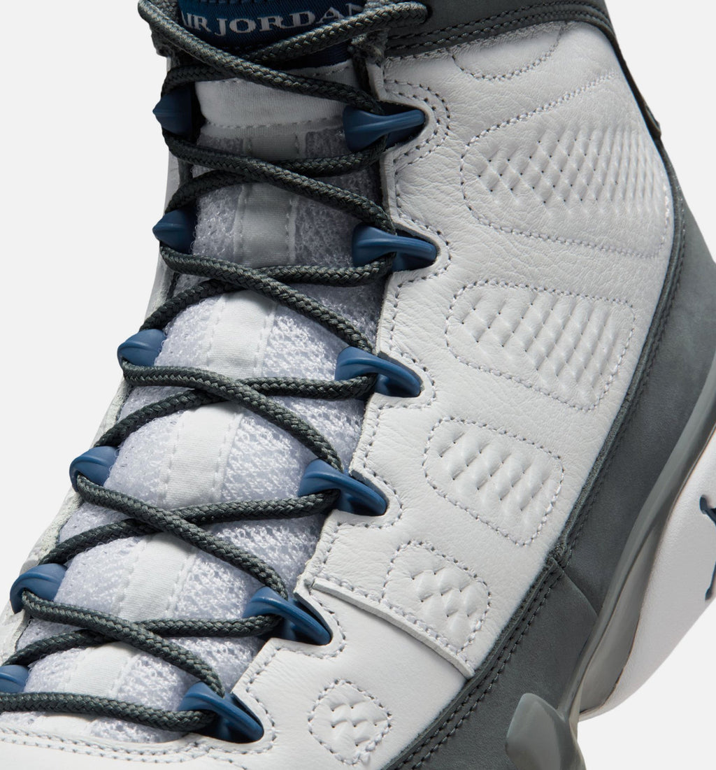 Air Jordan 9 Retro Flint Grey And French Blue 男款生活方式运动鞋 - 白色/法式蓝/熧石灰