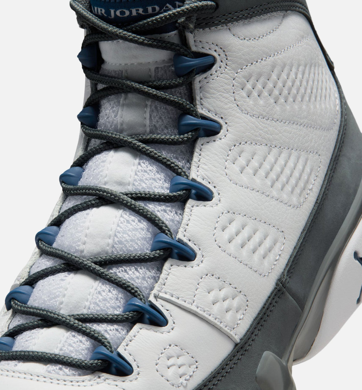 Air Jordan 9 Retro Flint Grey And French Blue 男款生活方式运动鞋 - 白色/法式蓝/熧石灰