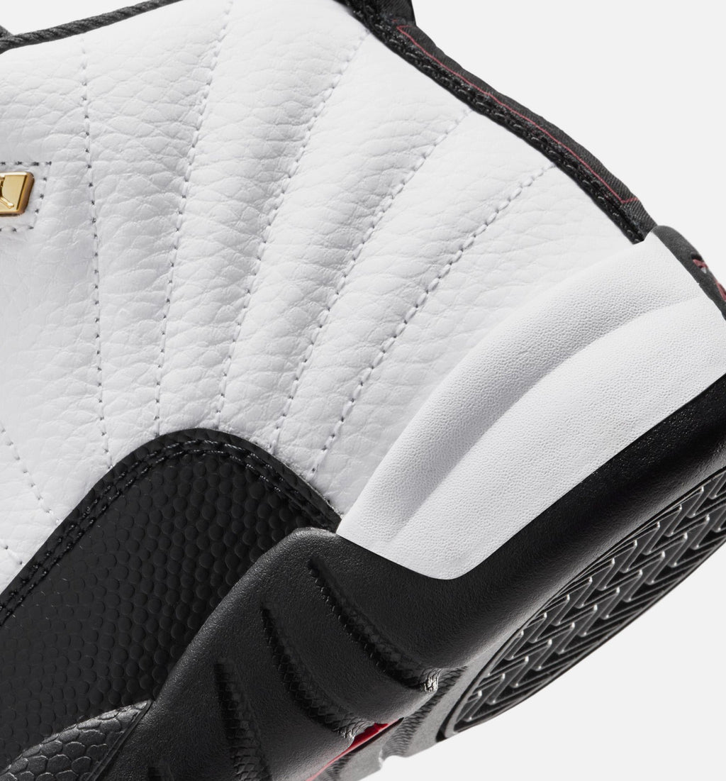 Air Jordan 12 Retro Taxi 学前儿童生活方式运动鞋 - 白色/黑色/出租车黄