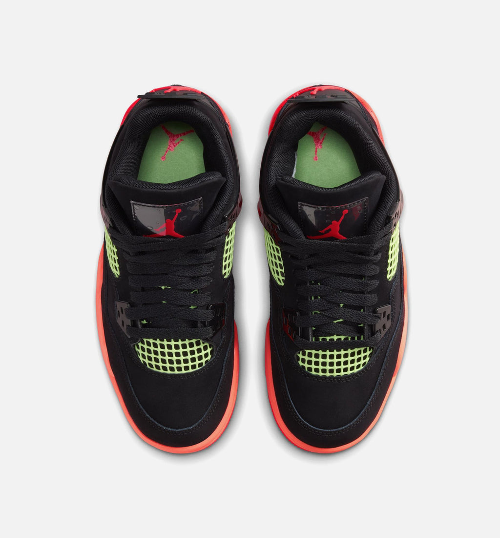Air Jordan 4 Retro Black Infrared 23 小学生生活方式运动鞋 - 黑色/燭红色/芒果橙
