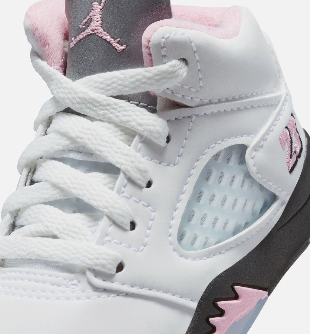 Air Jordan 5 Retro Medium Soft Pink 婴幼儿生活方式运动鞋 - 白色/黑色/柔粉