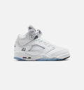 Air Jordan 5 Retro OG White Metallic 小学生生活方式运动鞋 - 白色/黑色/金属银