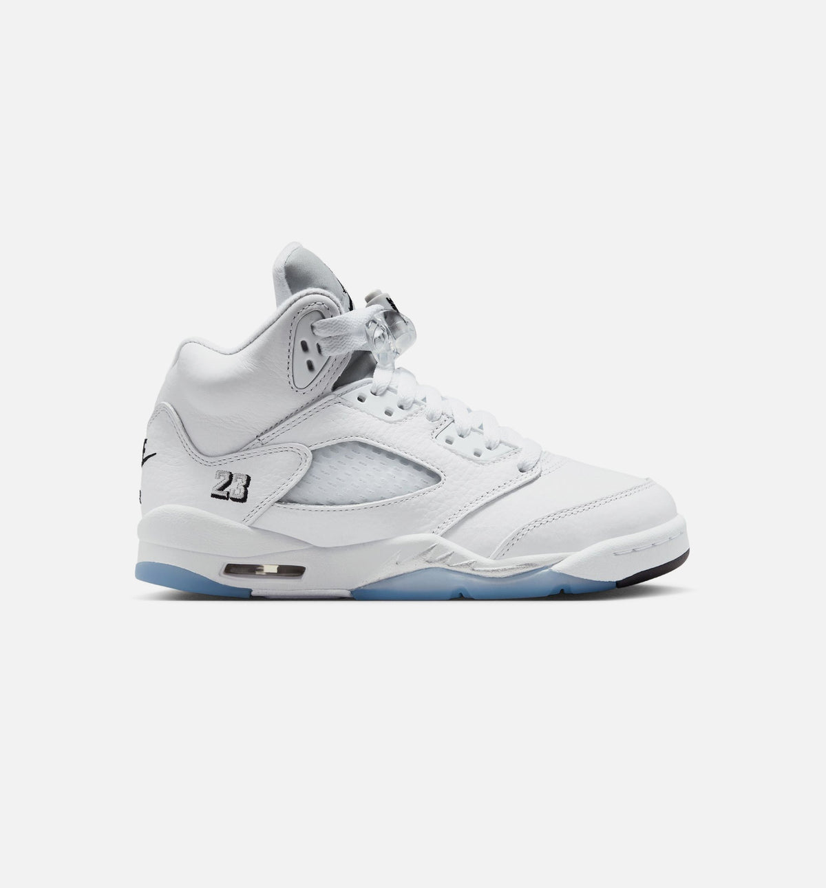 Air Jordan 5 Retro OG White Metallic 小学生生活方式运动鞋 - 白色/黑色/金属银