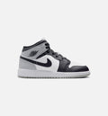 Air Jordan 1 Mid - 青少年生活方式运动鞋（白/淡烟灰/黑）