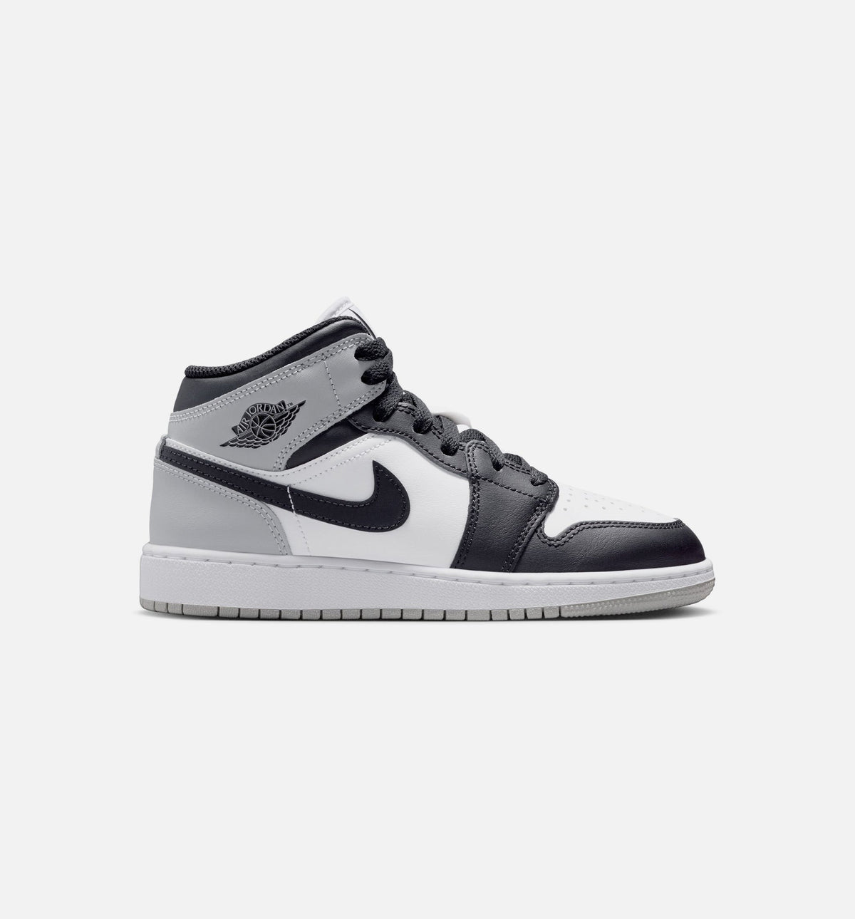 Air Jordan 1 Mid - 青少年生活方式运动鞋（白/淡烟灰/黑）