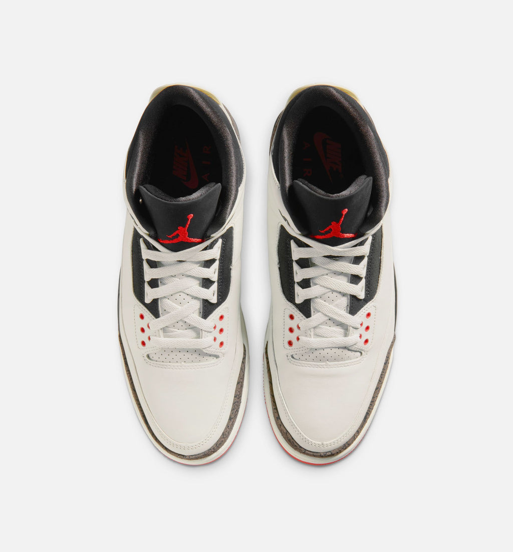 Air Jordan 3 Retro Sail and University Red - 男款生活方式运动鞋（帆布白/黑/大学红/淡象牙）