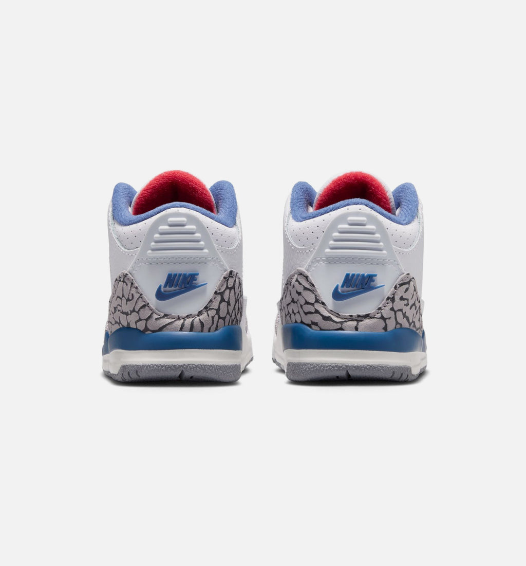 Air Jordan 3 Retro OG True Blue - 婴幼儿生活方式运动鞋（白/火焰红/真蓝）