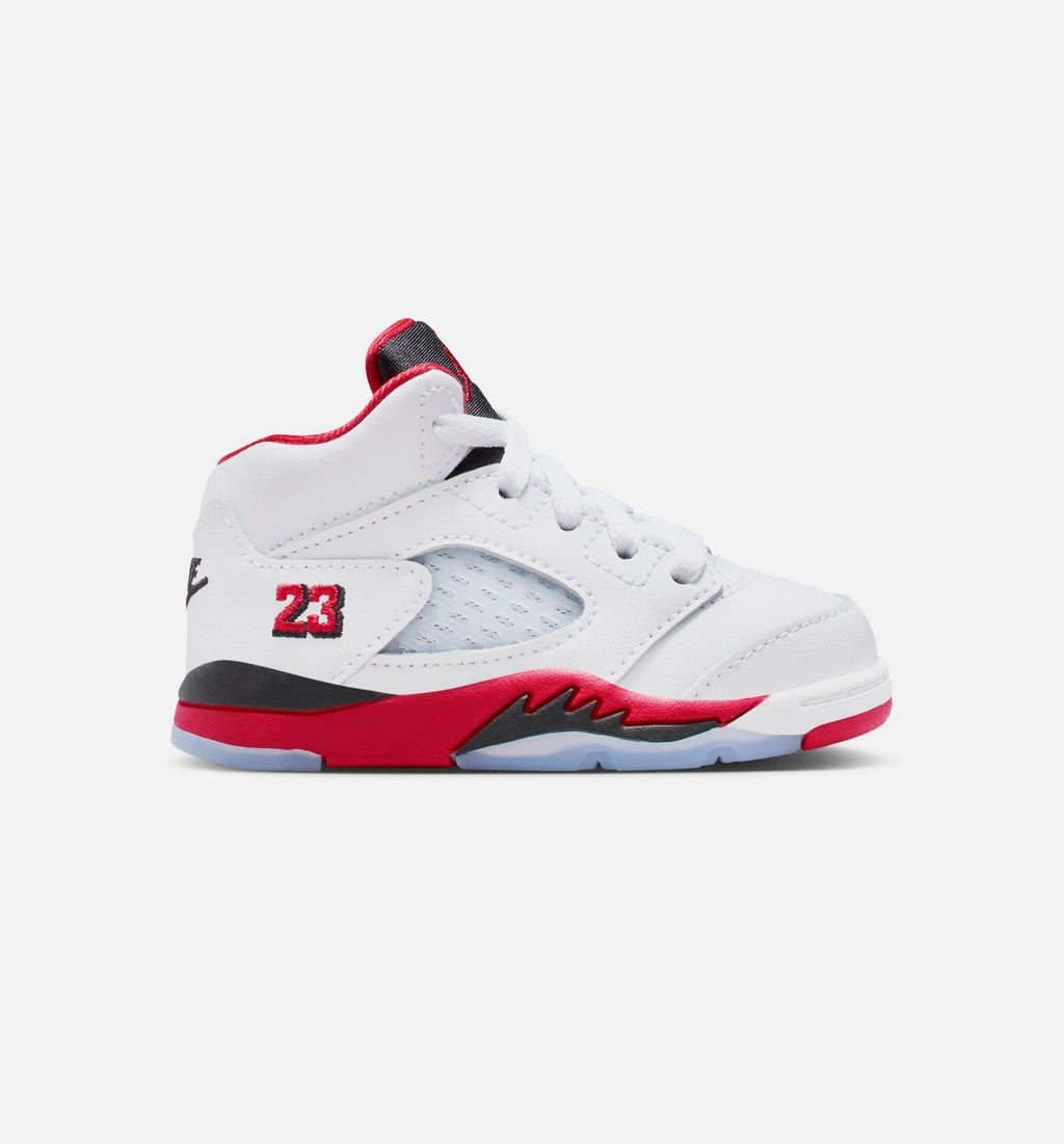 Air Jordan 5 Retro Fire Red 婴幼儿生活方式运动鞋 - 火焰红/白色