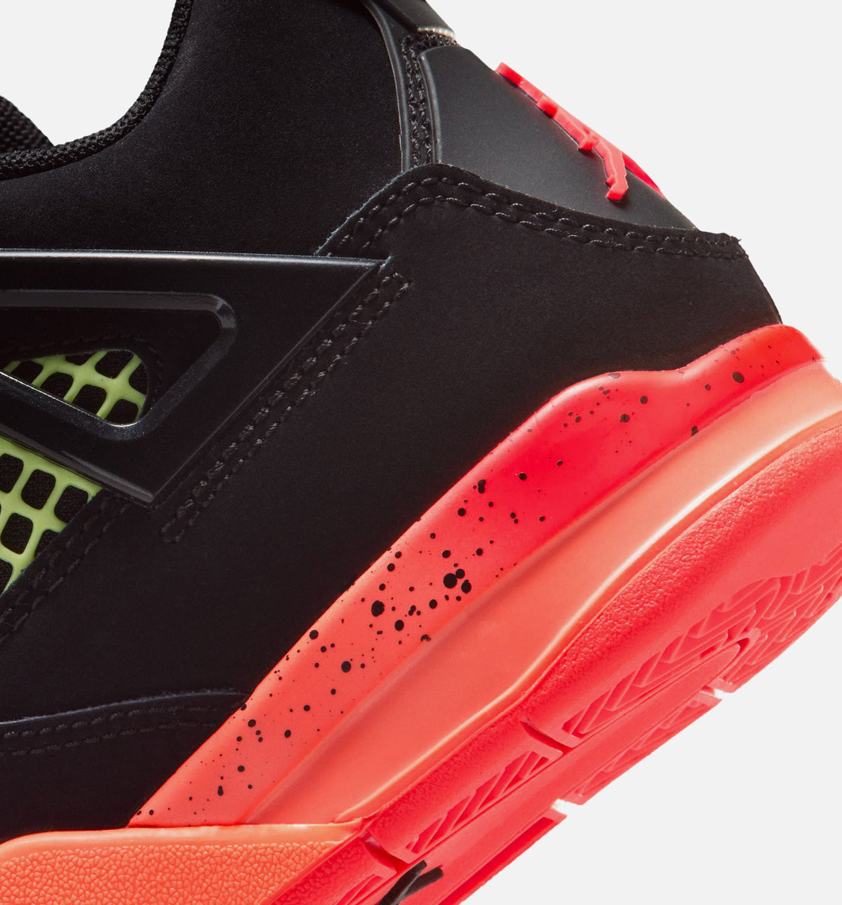 Air Jordan 4 Retro Black Infrared 23 学前儿童生活方式运动鞋 - 黑色/燭红色/芒果橙
