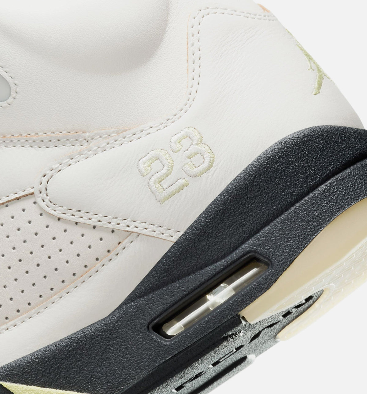 Air Jordan 5 Retro Luminous Green and Sail - 女款生活方式运动鞋（帆布白/荧光绿/深灰）