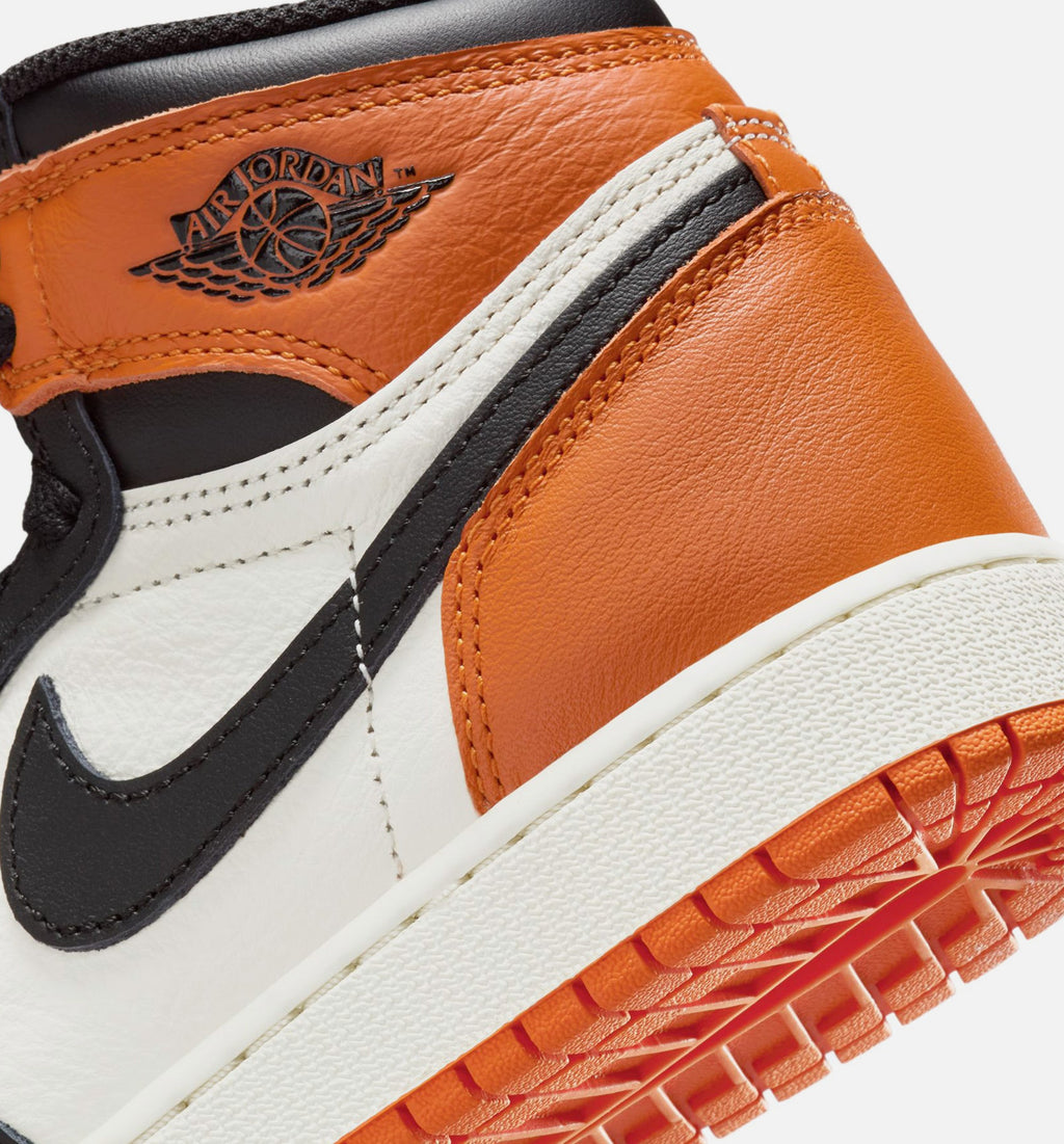 Air Jordan 1 Retro High OG Shattered Backboard - 青少年生活方式运动鞋（黑/帆布白/海星橙）