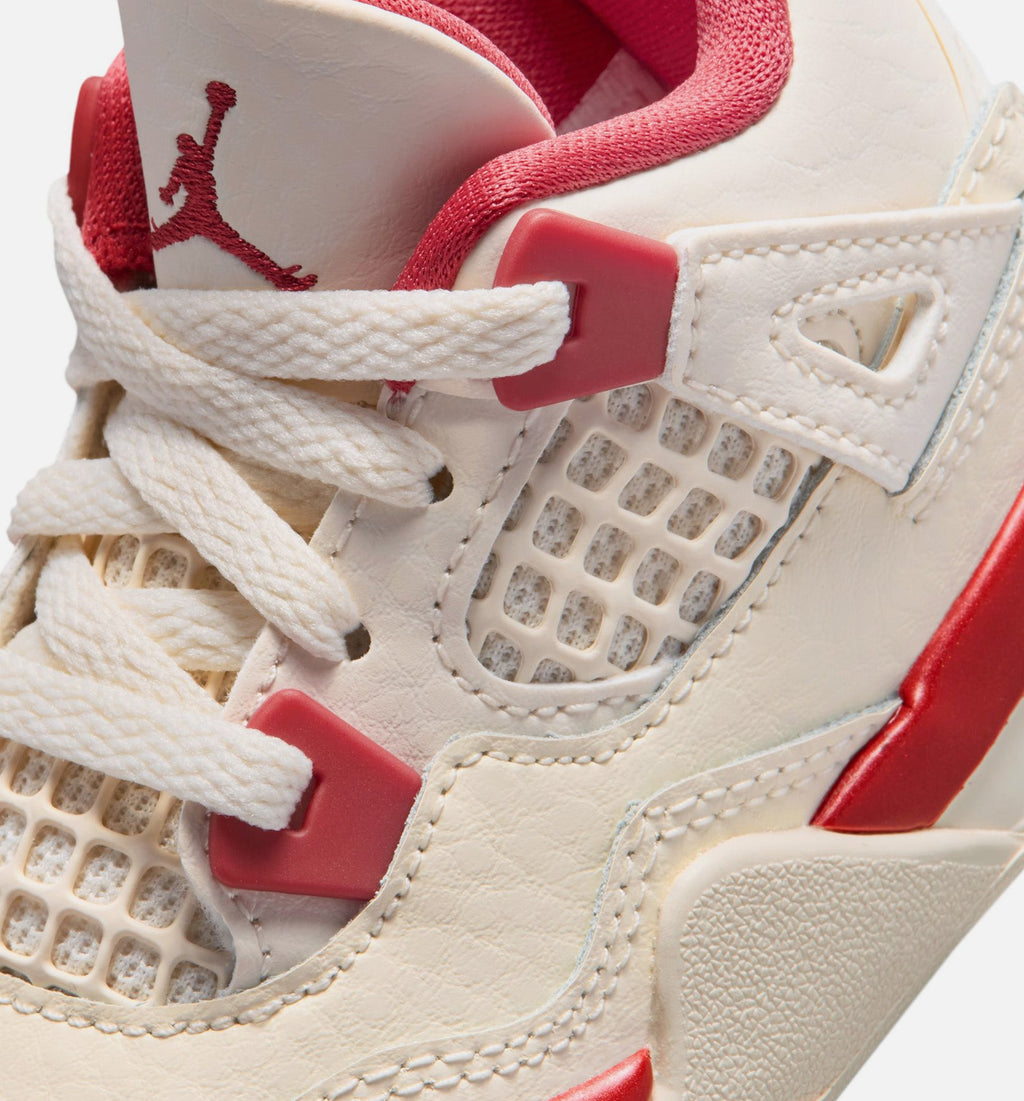 Air Jordan 4 Retro Valentine's Day 婴幼儿生活方式运动鞋 - 淡象牙/閅山红/激红