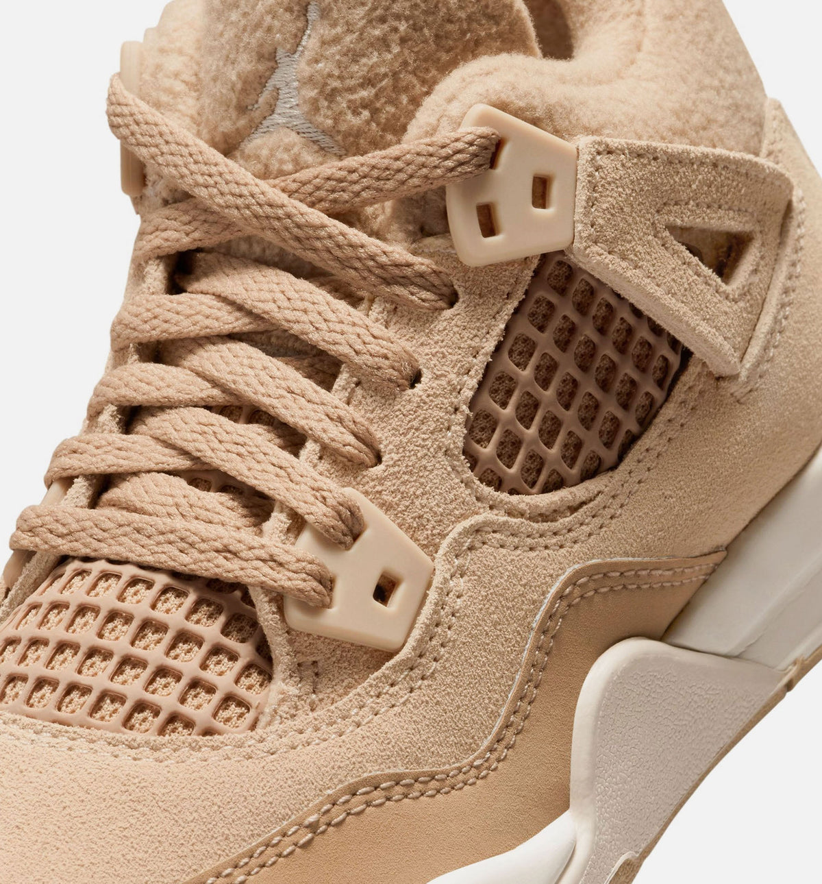 Air Jordan 4 Retro Cozy Girl 学前女童生活方式运动鞋 - 麻色/淡朴木色