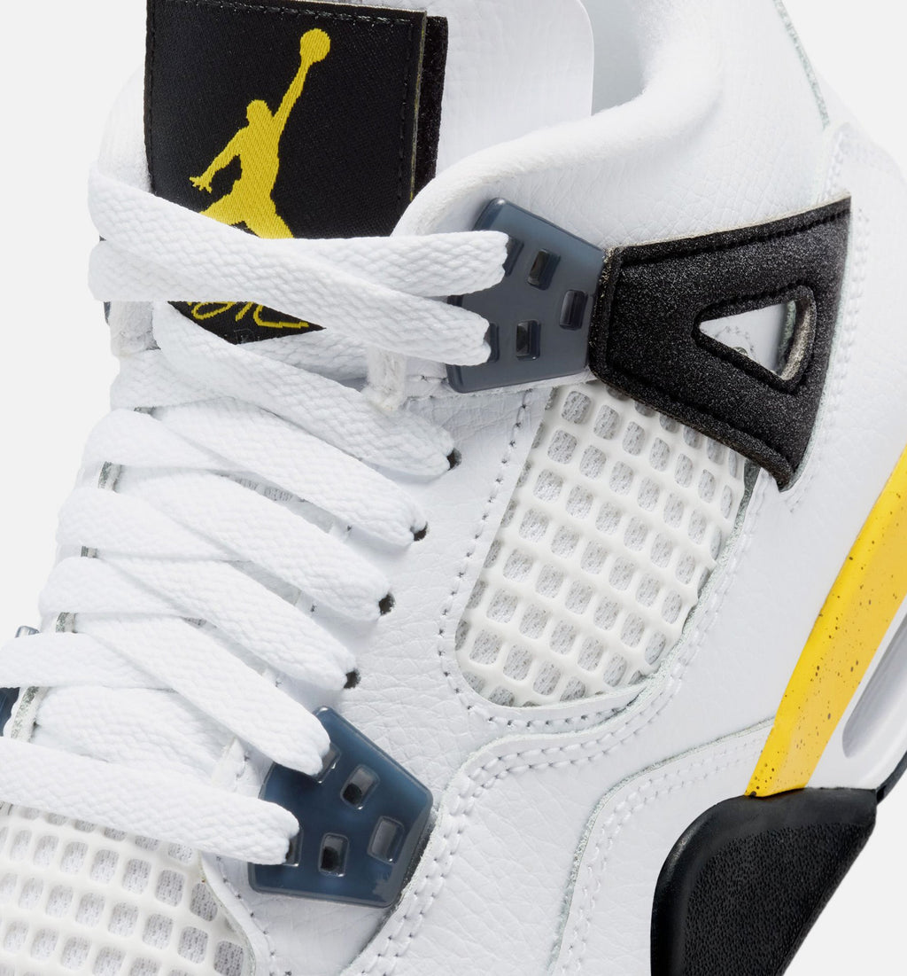 Air Jordan 4 Retro Rare Air Tour Yellow 小学生生活方式运动鞋 - 白色/深蓝灰/黑色/巡回黄