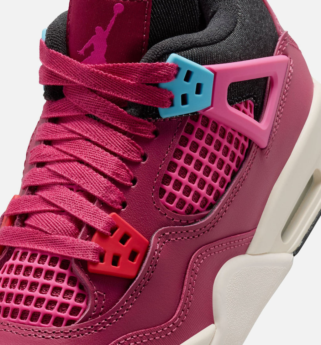 Air Jordan 4 Retro She's A Star 小学生生活方式运动鞋 - 甜甜甜茱/沙漠粉/深黑/粉笔