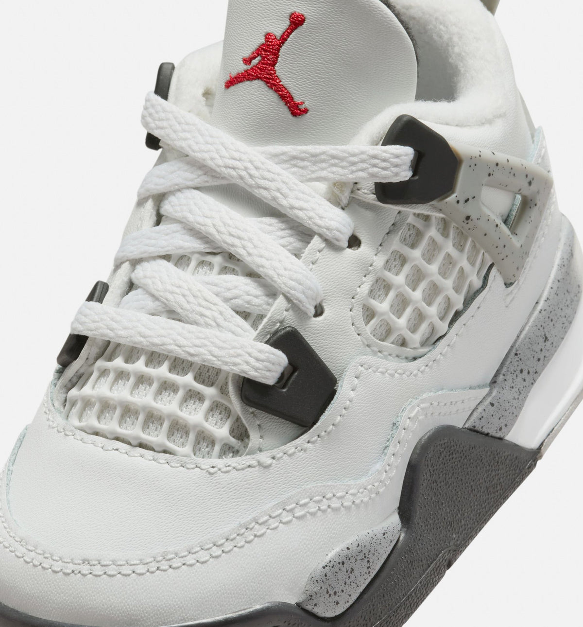 Air Jordan 4 Retro White Cement 婴幼儿生活方式运动鞋 - 峰白/火焰红/水泥灰/黑色