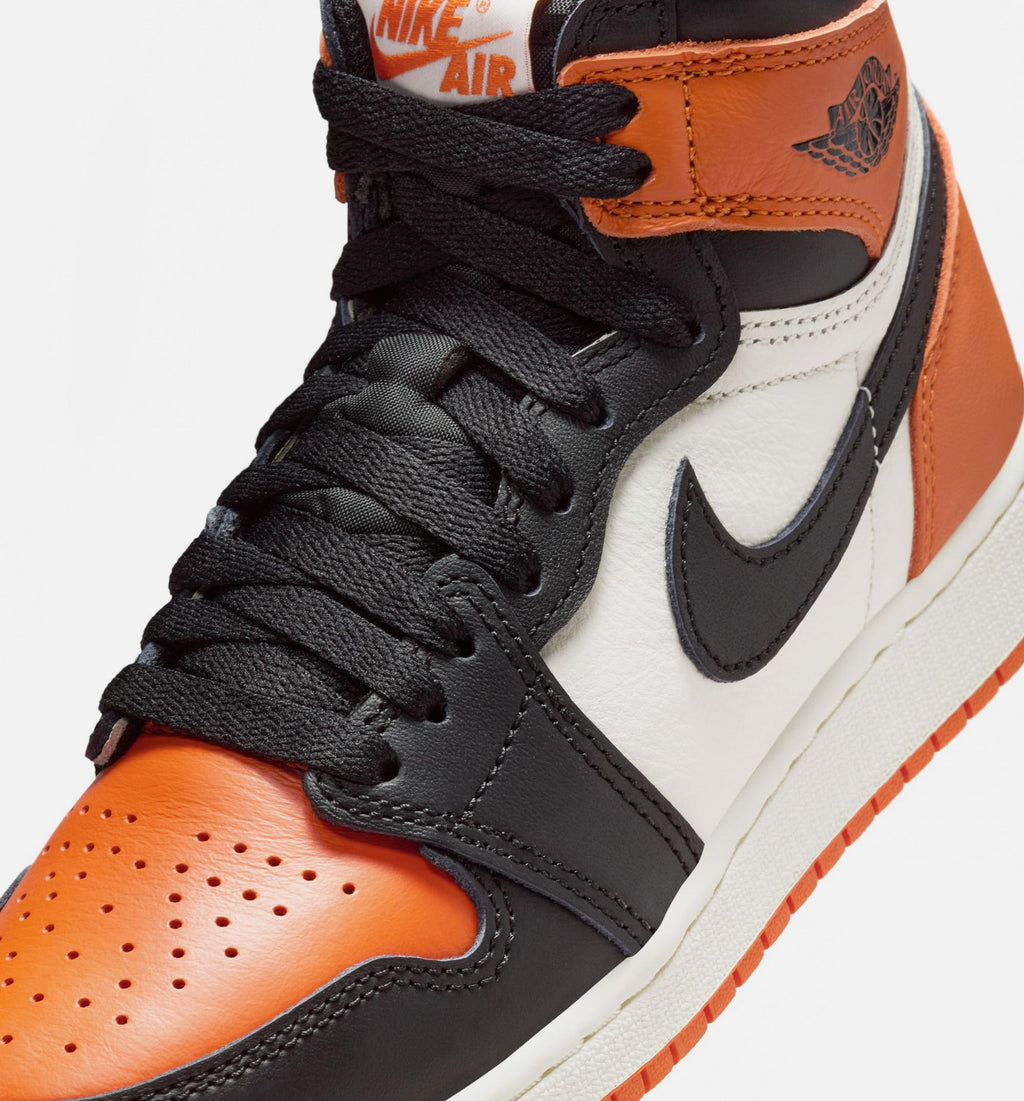 Air Jordan 1 Retro High OG Shattered Backboard - 青少年生活方式运动鞋（黑/帆布白/海星橙）