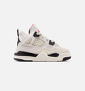 Air Jordan 4 Retro Flight Club 婴幼儿生活方式运动鞋 - 帆布白/黑色/大学红