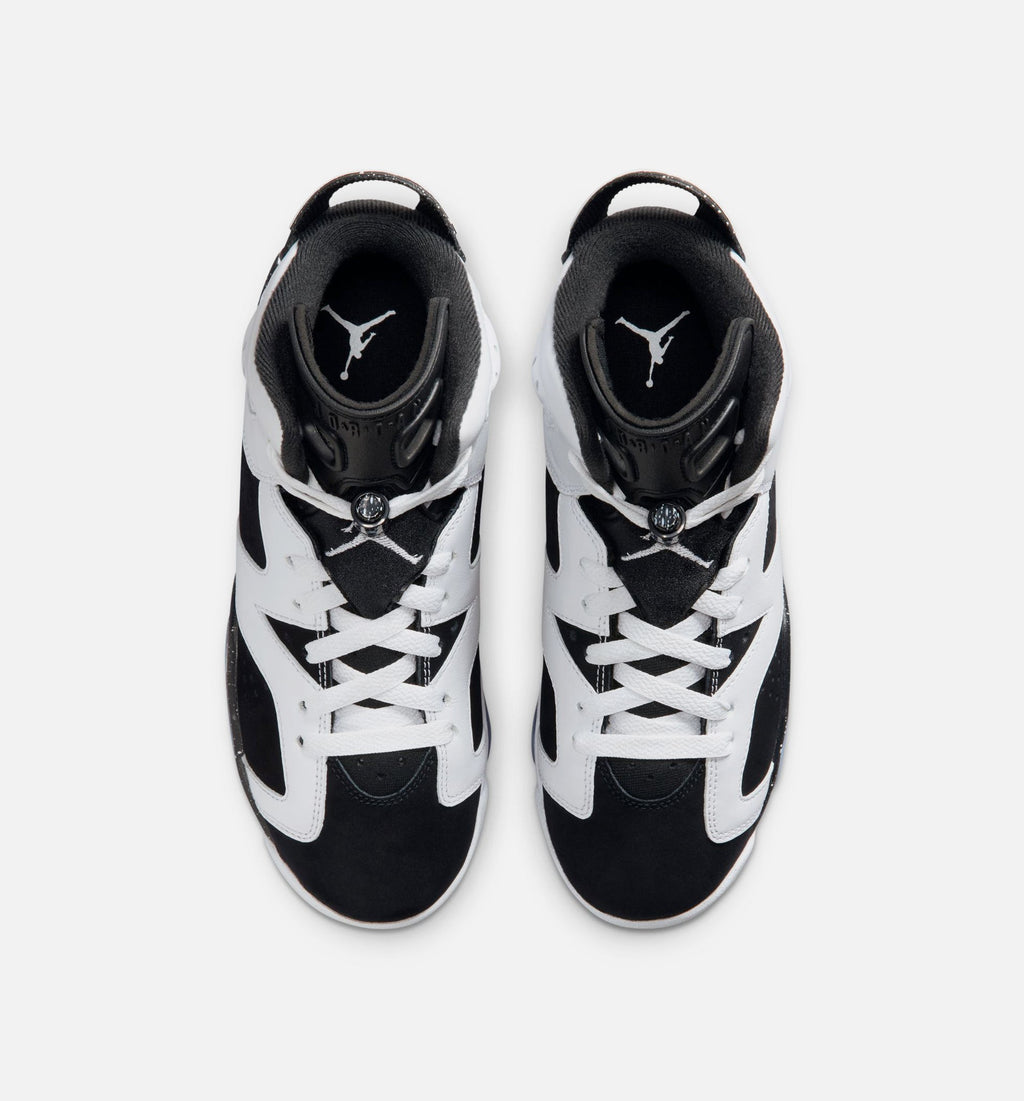 Air Jordan 6 Retro Black And White 小学生生活方式运动鞋 - 黑色/白色