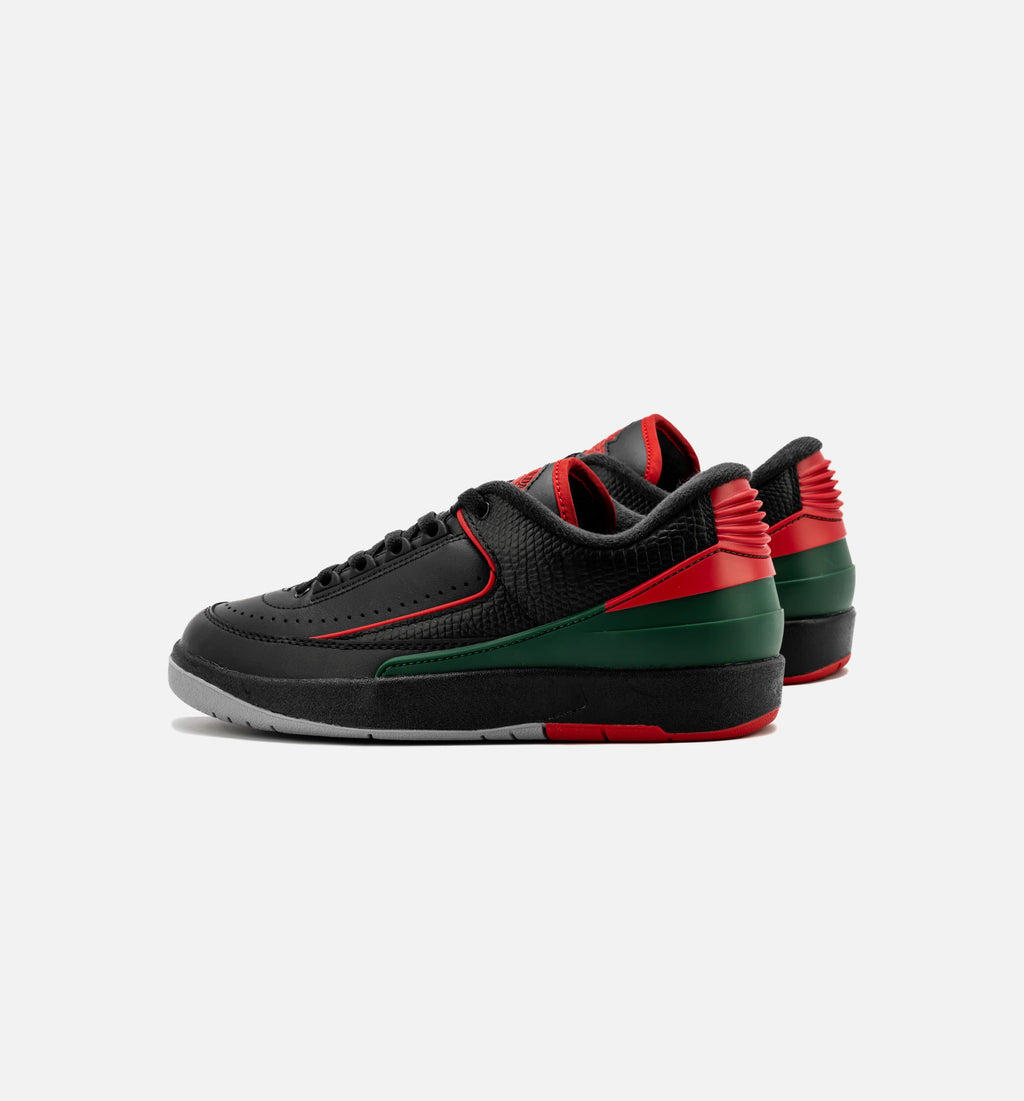 Air Jordan 2 Retro Low Christmas - 青少年生活方式运动鞋（黑/火焰红/水泥灰）