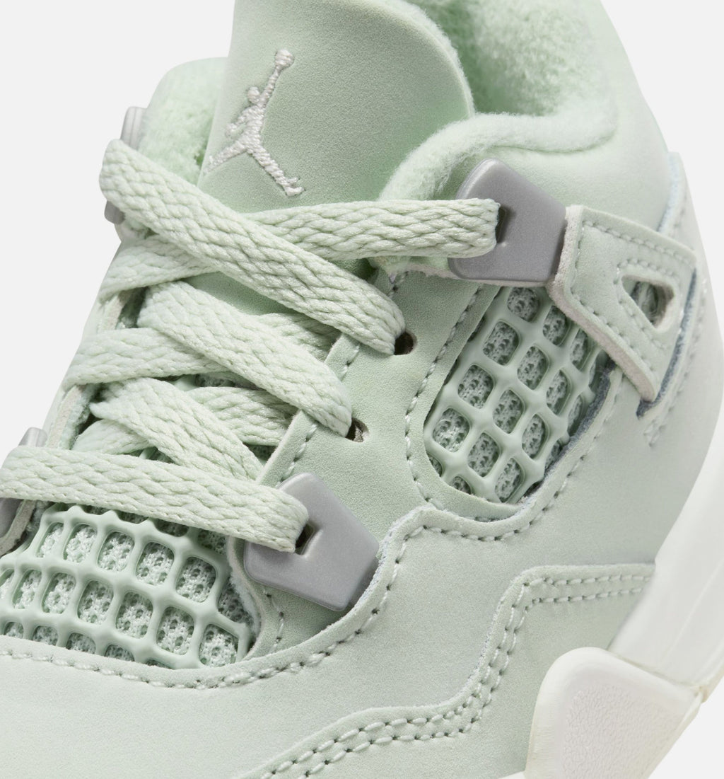 Air Jordan 4 Retro Abundance 婴幼儿生活方式运动鞋 - 海沼绿/帆布白/金属银