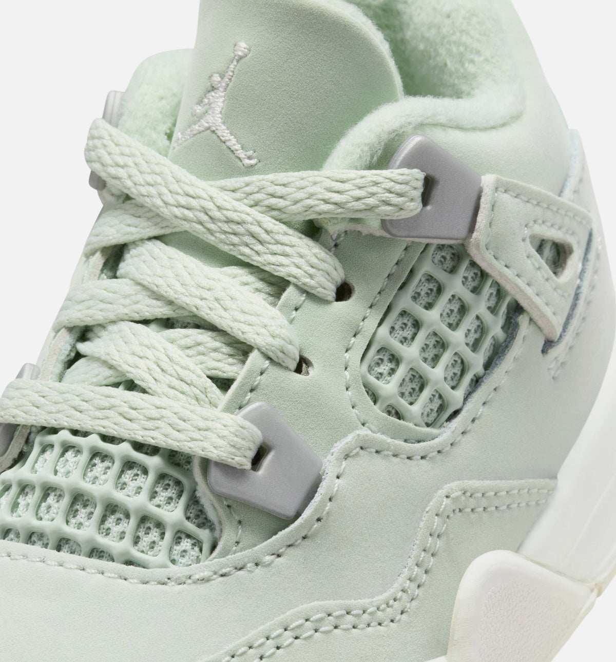 Air Jordan 4 Retro Abundance 婴幼儿生活方式运动鞋 - 海沼绿/帆布白/金属银
