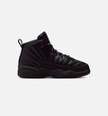 Air Jordan 12 Retro Bloodline 学前儿童生活方式运动鞋 - 黑色/校服红
