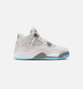 Air Jordan 4 Retro Blue Chill 学前儿童生活方式运动鞋 - 光子灰/冰蓝/铁灰/白色/蓝色淡