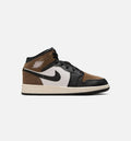 Air Jordan 1 Mid - 青少年生活方式运动鞋（黑/幻影白/帕洛米诺棕/大学红）